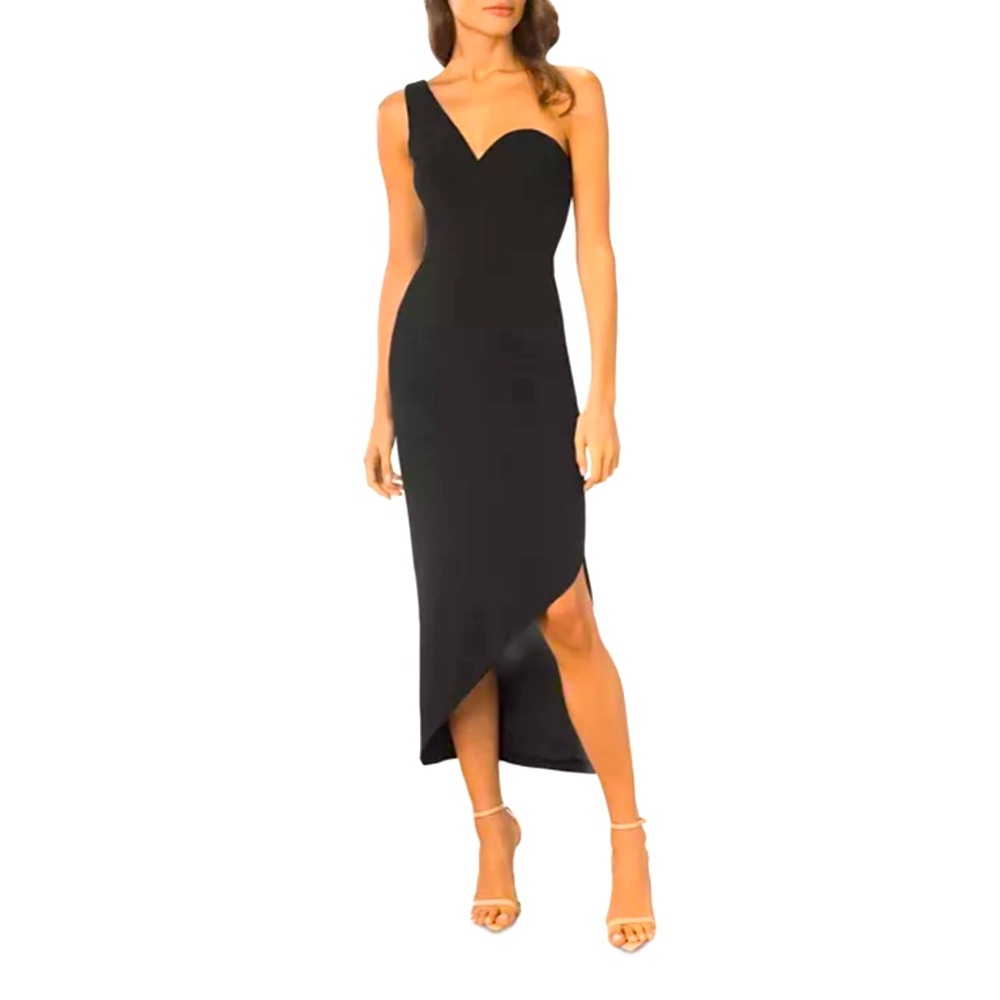 Dress the Population Magnolia One-Shoulder Asymmetric Body-Con Midi Dress